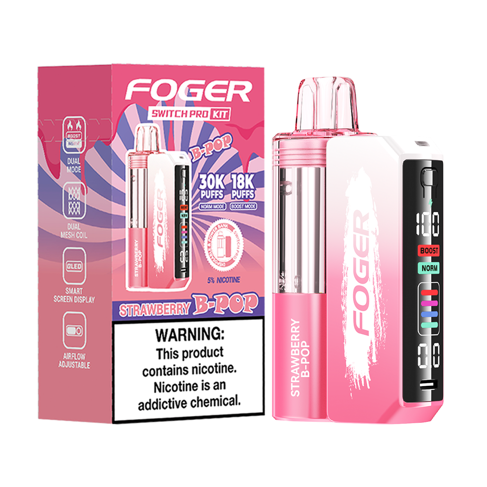 Strawberry B-Pop Foger Switch Pro 30K Kit disposable vape packaging