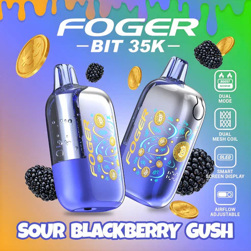 Sour Blackberry Gush Foger Bit 35k disposable vape packaging