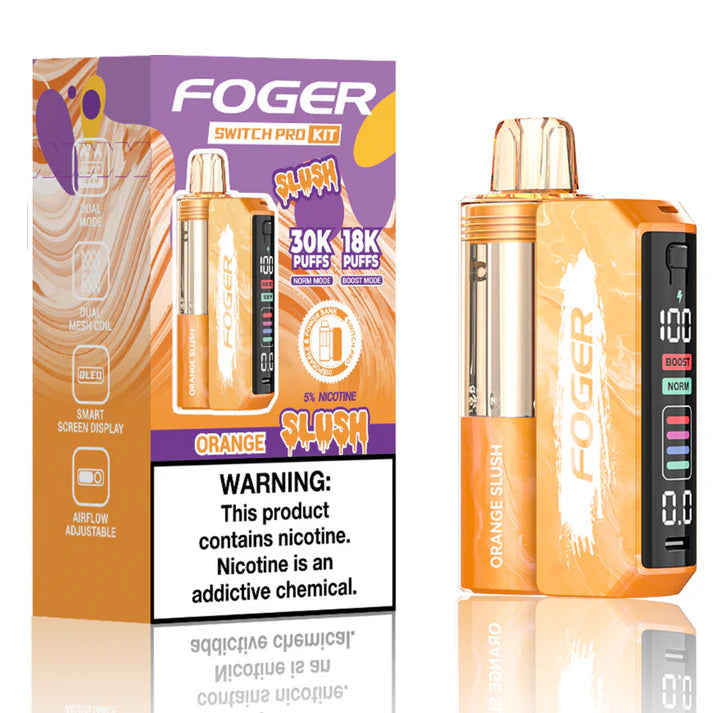 Orange Slush Foger Switch Pro 30K Kit disposable vape packaging