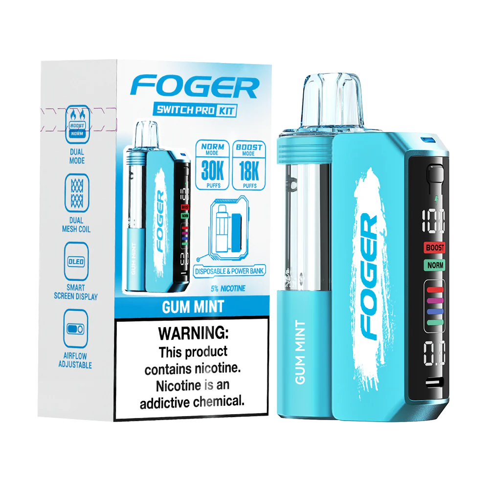 Gum Mint Foger Switch Pro 30K Kit Disposable Vape Packaging