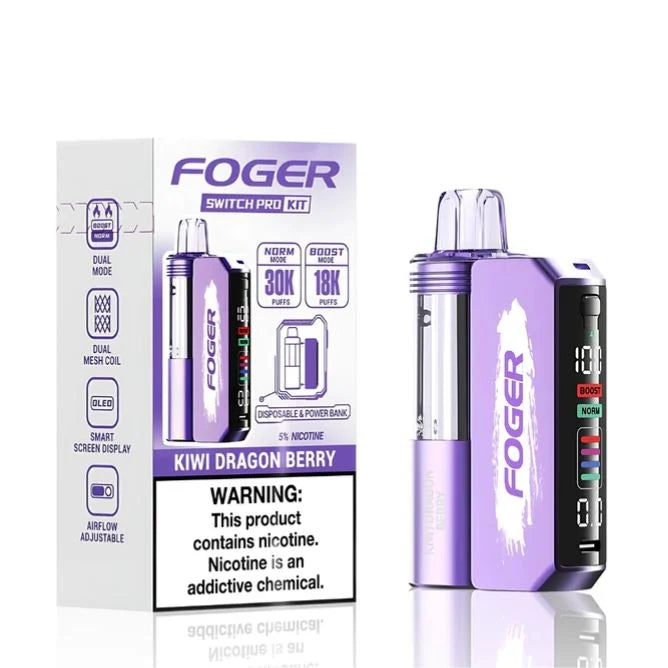 Kiwi Dragon Berry Foger Switch Pro 30K Kit Disposable Vape Packaging