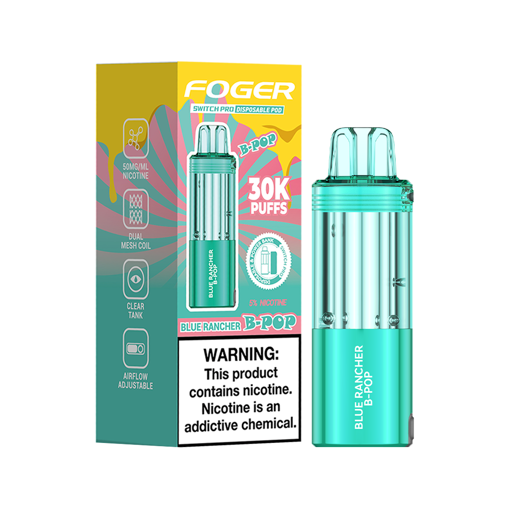 Blue Rancher B-Pop Foger Switch Pro 30K Pod disposable vape packaging