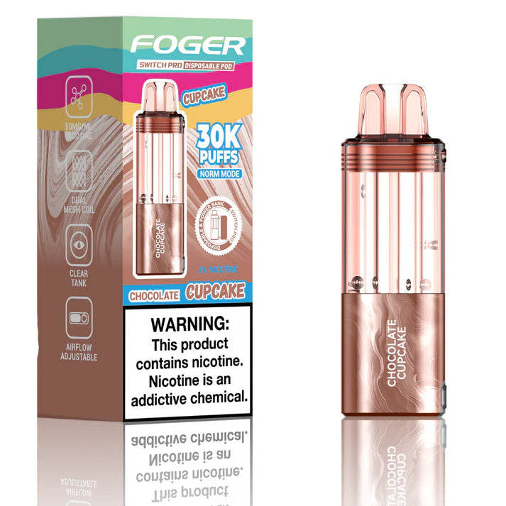 Chocolate Cupcake Foger Switch Pro 30K Pod disposable vape packaging