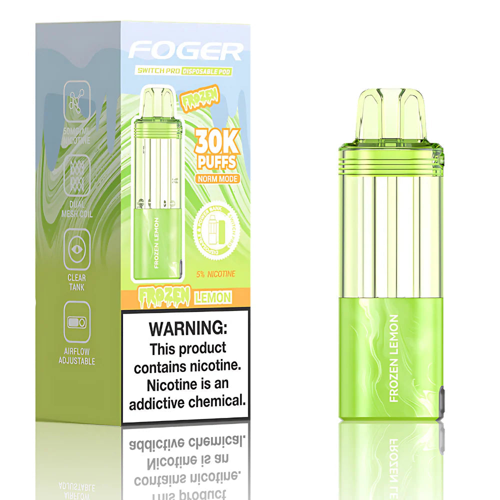 Frozen Lemon Foger Switch Pro 30K Pod disposable vape packaging
