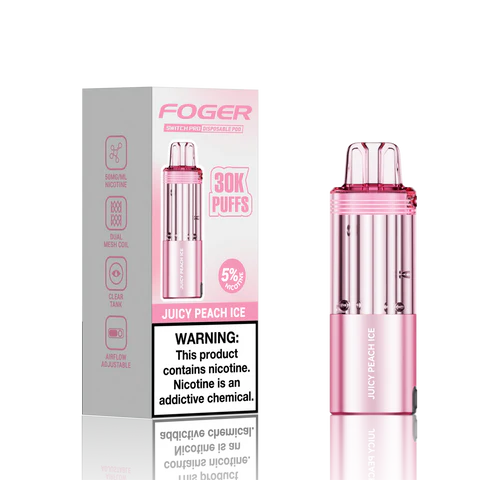 Juicy Peach Ice Foger Switch Pro 30K Pod disposable vape packaging