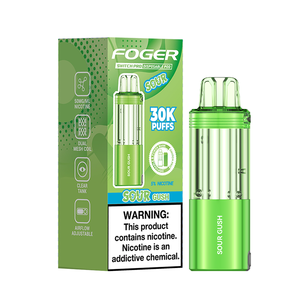 Sour Gush Foger Switch Pro 30K Pod disposable vape packaging