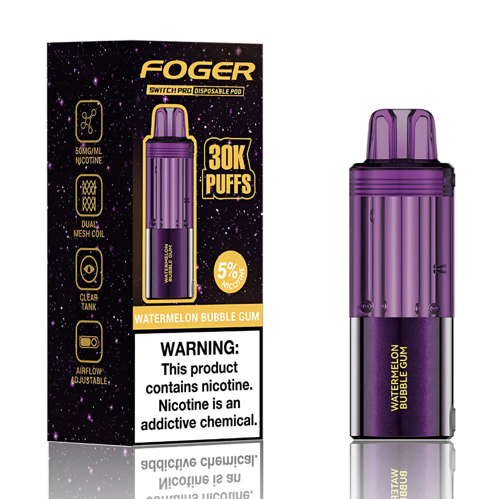 Watermelon Bubble Gum Foger Switch Pro 30K Pod disposable vape packaging