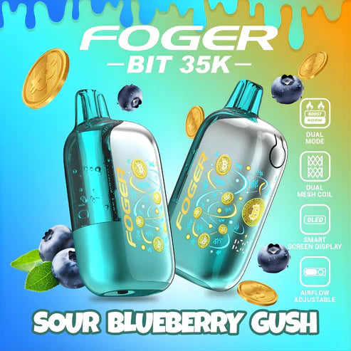 Sour Blueberry Gush Foger Bit 35k disposable vape packaging