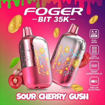 Sour Cherry Gush Foger Bit 35k disposable vape packaging