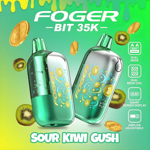 Sour Kiwi Gush Foger Bit 35k disposable vape packaging