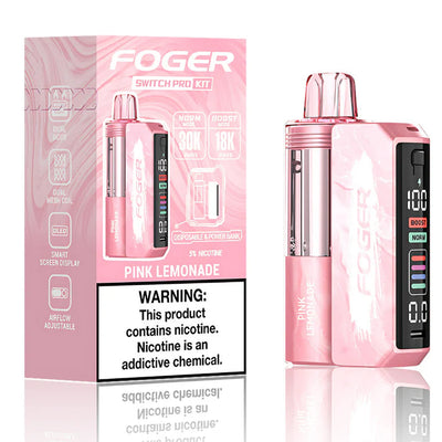Pink Lemonade Foger Switch Pro 30K Kit disposable vape packaging 