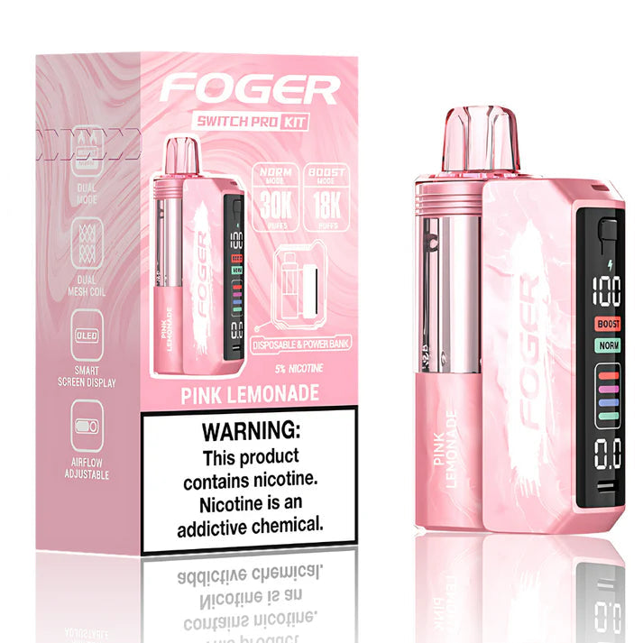Pink Lemonade Foger Switch Pro 30K Kit disposable vape packaging 
