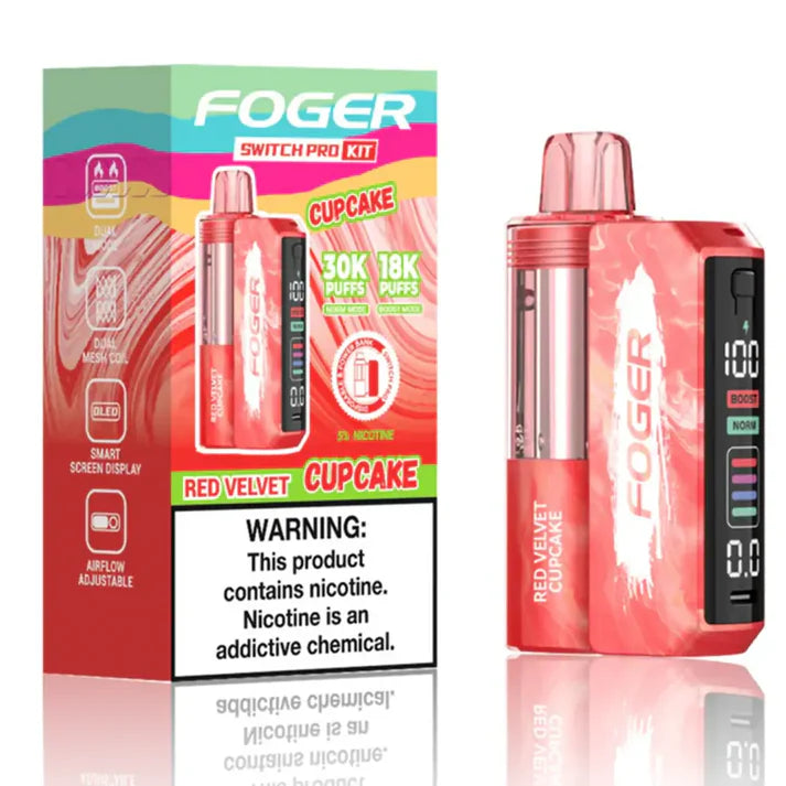 Red Velvet Cupcake Foger Switch Pro 30K Kit disposable vape packaging 