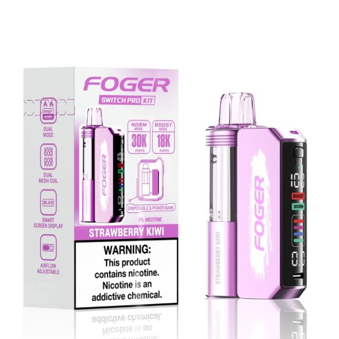 Strawberry Kiwi Foger Switch Pro 30K Kit disposable vape packaging 