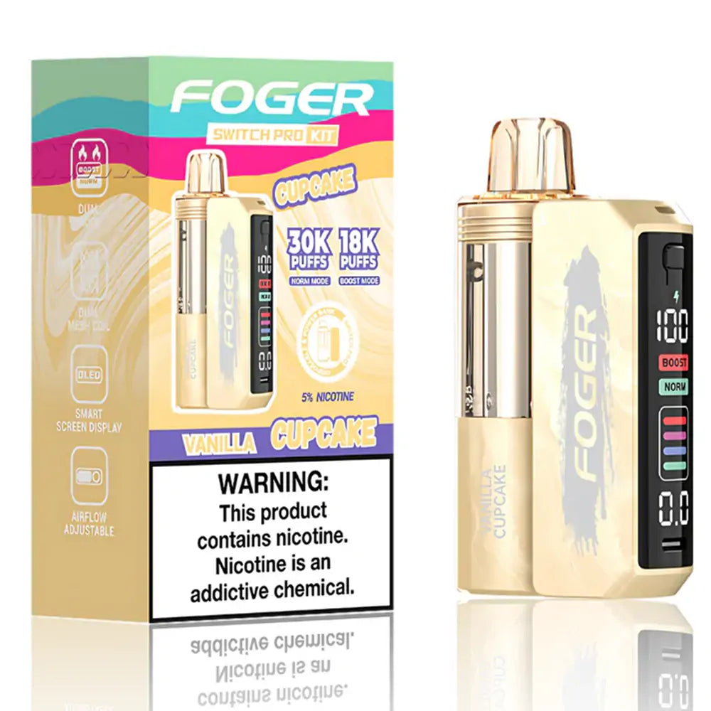 Vanilla Cupcake Foger Switch Pro 30K Kit disposable vape packaging 