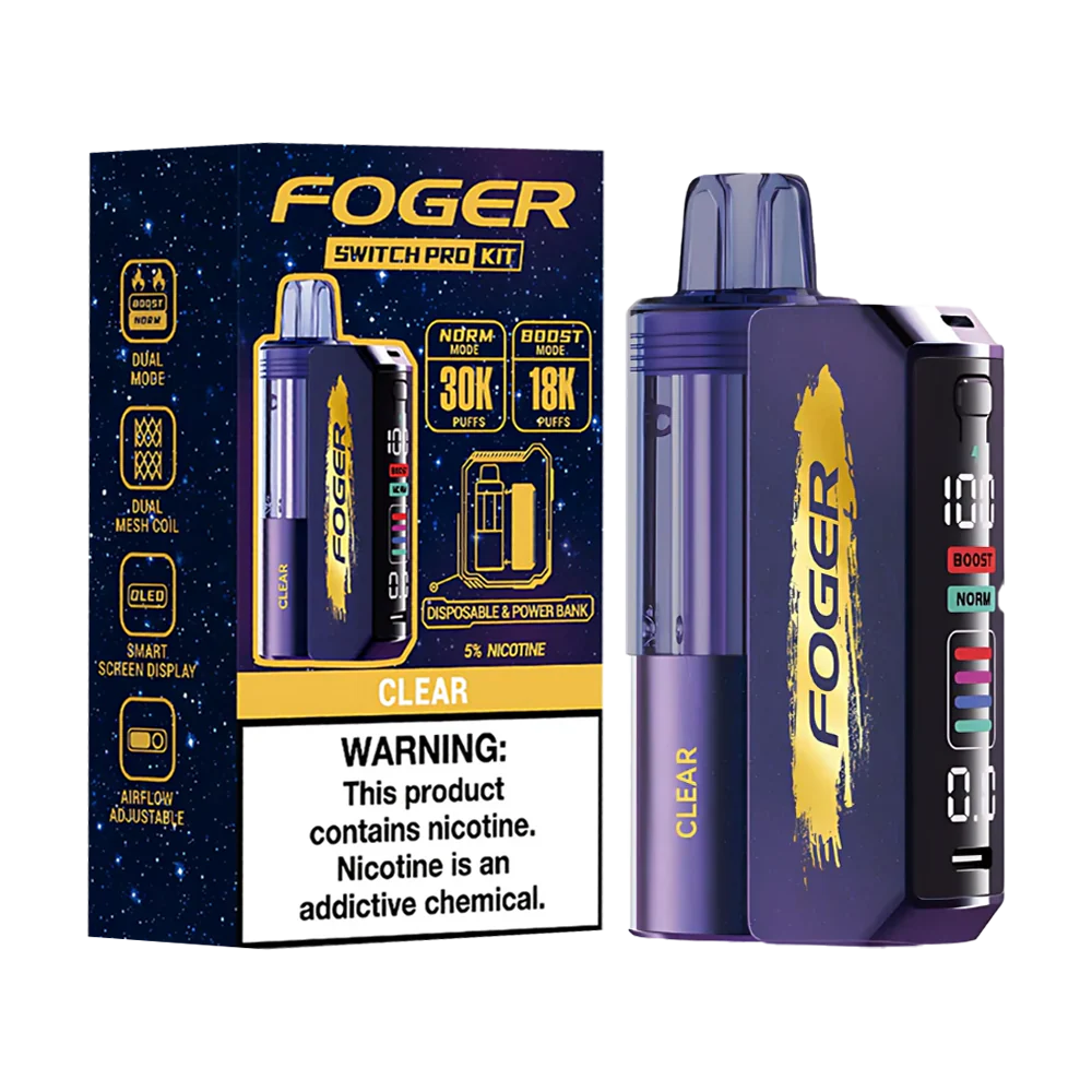 Clear Foger Switch Pro 30K Kit Disposable Vape Packaging