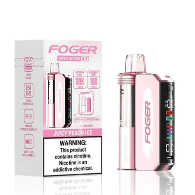 Juicy Peach Ice Foger Switch Pro 30K Kit Disposable Vape Packaging
