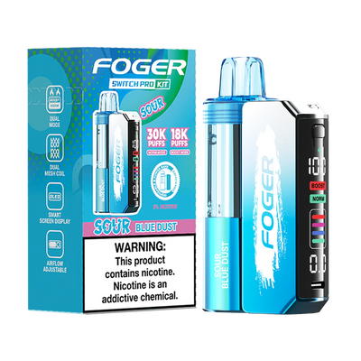 Sour Blue Dust Foger Switch Pro 30K Kit Disposable Vape Packaging