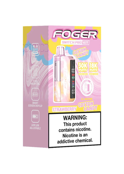 Strawberry Cotton Candy Foger Switch Pro 30K Kit disposable vape packaging