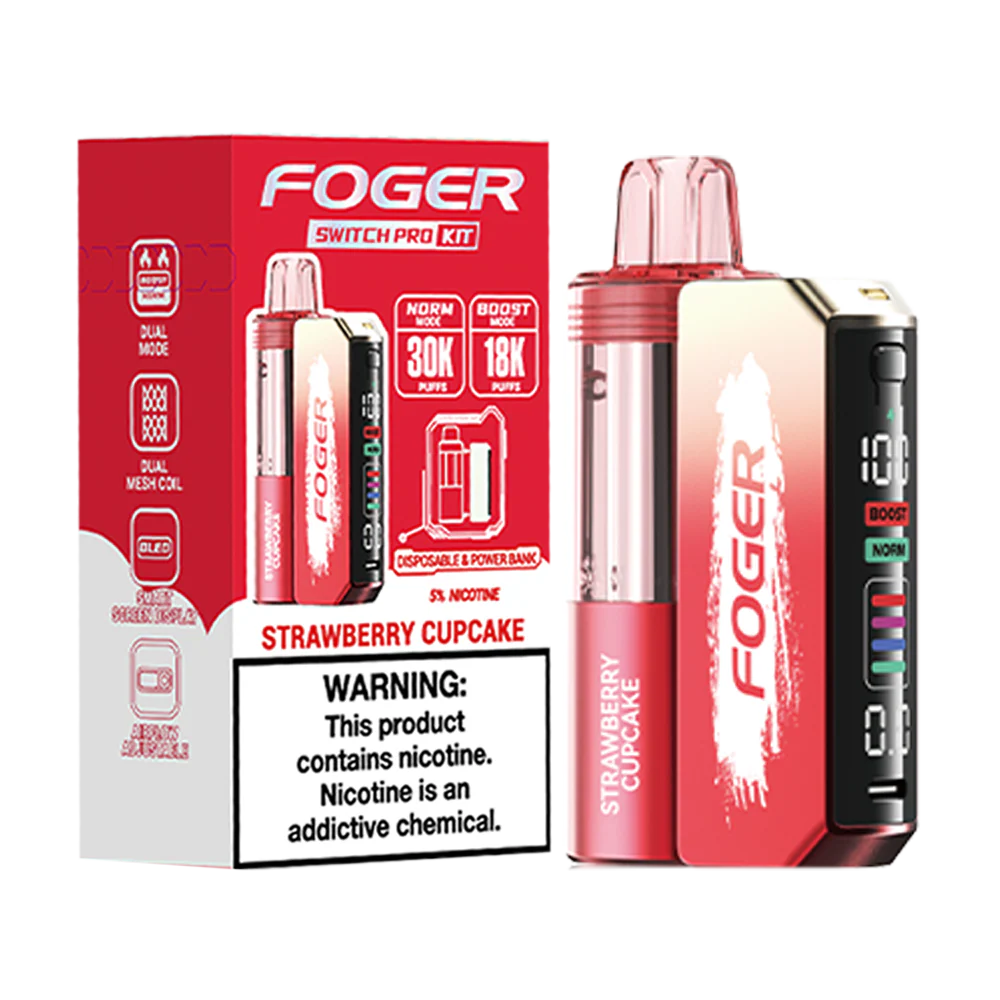 Strawberry Cupcake Foger Switch Pro 30K Kit Disposable Vape Packaging