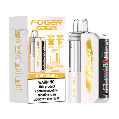 White Gummy Foger Switch Pro 30K Kit Disposable Vape Packaging