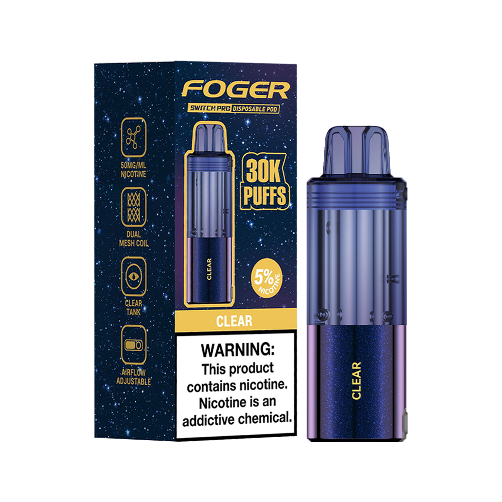 Clear Foger Switch Pro 30K Pod disposable vape packaging
