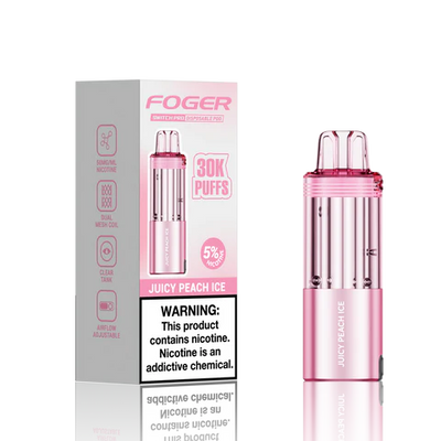 Juicy Peach Ice Foger Switch Pro 30K Pod disposable vape packaging