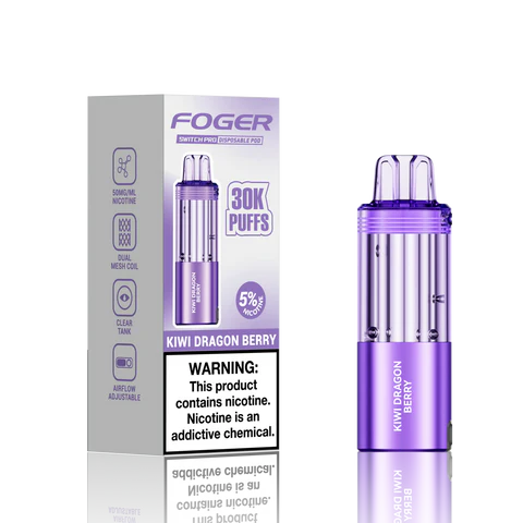 Kiwi Dragon Berry Foger Switch Pro 30K Pod disposable vape packaging