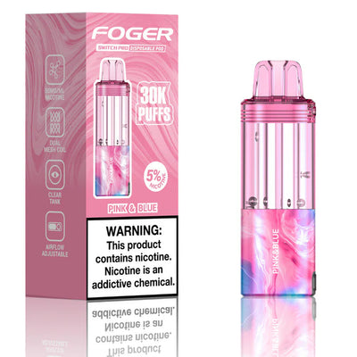 Pink & Blue Foger Switch Pro 30K Pod disposable vape packaging