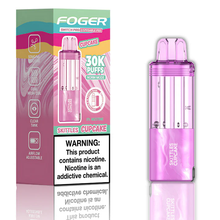 Skittles Cupcake Foger Switch Pro 30K Pod disposable vape packaging