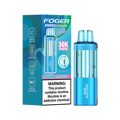 Sour Blue Dust Foger Switch Pro 30K Pod disposable vape packaging